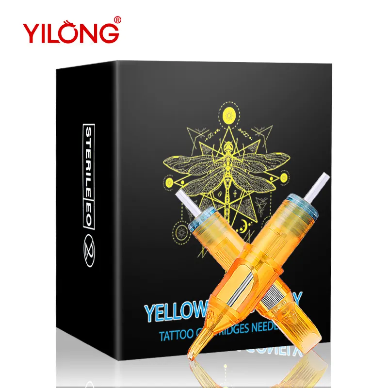 Yilong-cartuchos desechables para tatuar libélula I, 0,3mm, venta al por mayor de fábrica, 08Rl, cartuchos de aguja de tatuaje personalizados