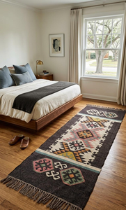 Tribal Geometric Southwestern Wool Jute <b>Runner</b> Rug Handmade Boho <b>Carpet</b> Accent for Entryway Hallway Bedroom Living Room Decor - Product Image 5
