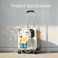 Sac de transport pour animaux de compagnie en toile respirante portable avec chariot amovible, sacs pour chats avec roulettes pour les voyages en plein air