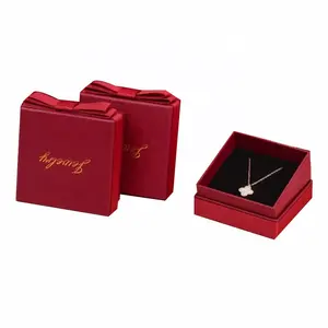 Emballage cadeau recyclable luxe en papier rouge fantaisie boîte à bijoux carton pendentif bague bracelet collier boîte à bijoux avec logo