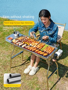 Phong Cách Mới Xách Tay Thép Không Gỉ Gấp Nướng Bếp Dày Hộ Gia Đình Ngoài Trời Nướng Giá Với Than Nhiên Liệu - Product Image 3