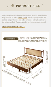 <span class=keywords><strong>Letto</strong></span> in Legno Massello Stile Wabi-Sabi con Testiera in Rattan Naturale, Misura King/Queen, per Camera da <span class=keywords><strong>Letto</strong></span> e Arredamento Homestay - Product Image 6