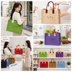 Sac fourre-tout en feutre avec logo personnalisé, réutilisable, structuré, pour les événements promotionnels, vente en gros - Product Image 4