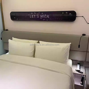 3 Star Hotel Bedroom Furniture Sets Customize Single Twin Wooden <b>Bed</b> Frame With Upholstered Headboard Nightstands & Side Table - Product Image 4