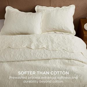 Mền-siêu mềm trải giường được Giặt trước-Chăn bông nhẹ với 2 vỏ gối-Bộ đồ Giường Mùa Hè với thiết kế lá - Product Image 3