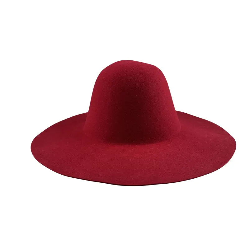 180 gramos 100% sombreros de fieltro de lana australiana hechos a mano rojo cuatro estaciones sombrero de rigidez dura