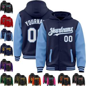 Custom Adult/Teen Letterman Hoodie Jackets Fanscustom Full-<b>Snap</b> Varsity Baseball Bomber Team Jacket Personalized Sportswear - Product Image 2