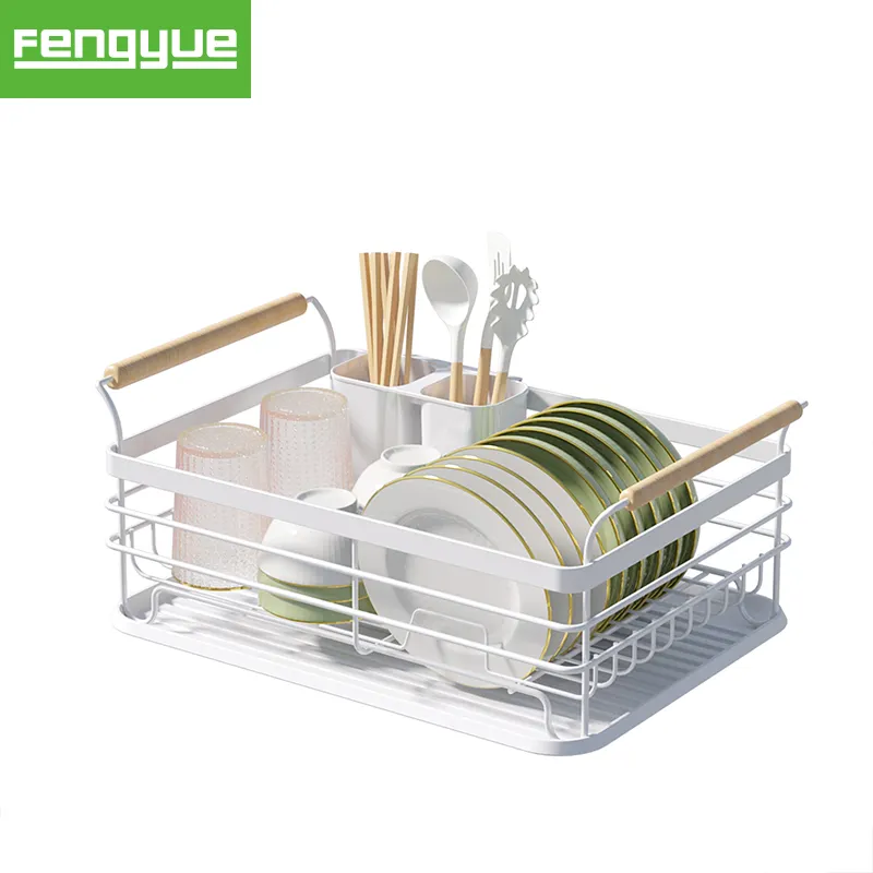 Égouttoir à vaisselle avec plaque en plastique, support de rangement de cuisine égouttoir à vaisselle debout déplié