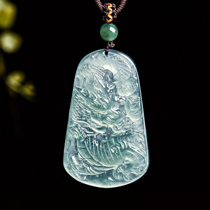 Colgante <span class=keywords><strong>de</strong></span> Dragón del Zodíaco <span class=keywords><strong>de</strong></span> <span class=keywords><strong>Jade</strong></span>íta Natural Grado A, Dragón Azul Agua en el Cielo, Tipo Hielo, Estilo Étnico Unisex, Venta al por Mayor - Product Image 1