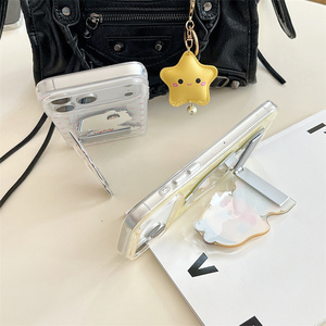 Coque de téléphone portable avec support miroir rabattable et motif Powerpuff Girls pour iPhone 17 Air 16 15 Pro Max, avec support Crybaby et dos mignon et amoureux - Product Image 4