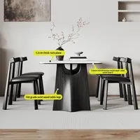 Table à manger moderne et simple en bois de frêne massif avec plateau en pierre, mobilier de luxe léger pour restaurant et maison, ensemble de chaises pour petit appartement