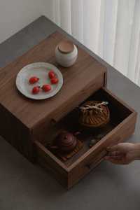 Tự nhiên rắn Walnut hai-ngăn kéo cổ điển Nhà Bếp Máy tính để bàn lưu trữ tủ gỗ Organizer Mortise-tenon dovetail thủ công - Product Image 3