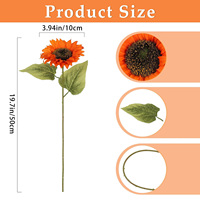 Tournesols artificiels 50 cm, fleurs artificielles 1 pièce à longue tige avec feuilles, tournesols en soie pour décoration extérieure, fêtes, mariages, bricolage