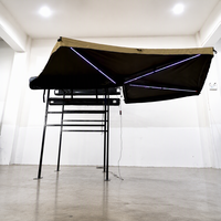 Auvent latéral de voiture 270 degrés à double poteau avec LED synchronisées à la musique, couleurs changeantes, étanche, pieds réglables, pour Overlanding SUV 4x4