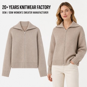 <span class=keywords><strong>Cardigan</strong></span> Oversize da <span class=keywords><strong>Donna</strong></span> in Tinta Unita, Manica Lunga, Maglione Invernale <span class=keywords><strong>con</strong></span> Colletto e <span class=keywords><strong>Cerniera</strong></span>, Stile Casual - Product Image 1