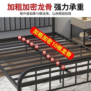 Wrought Iron <b>Double</b> <b>Bed</b> 1.8m Modern Minimalist Frame Stable Metal <b>Bed</b> For Adults And Elderly - Product Image 3