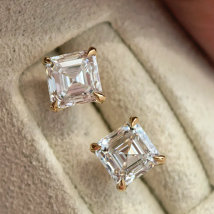 IGI 2ct Asscher kesim 18K sarı altın E/VVS2 Lab yetiştirilen elmas küpe kadınlar için lüks takı - Product Image 1