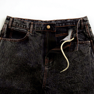 Shorts Bermuda en Denim Délavé pour Homme, Couleur Unie, 100% Coton, Cordon de Serrage, Respirant, Écologique, Séchage Rapide - Product Image 3