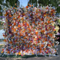 8x8 ft 5D 7D Aufrollbare Stoff-Seidenwand Mehrfarbige Rosen Rosa Weiße Blumen Lila Blaue Blumenwand Buntes Blumen-Hintergrundpanel