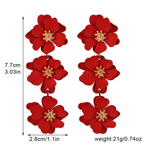 Pendientes de flores de tela Pendientes circulares grandes para mujer para el mercado mayorista para mujer - Product Image 5