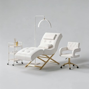 Modern Adjustable Facial Spa <b>Bed</b> Reclining Massage Table PU Leather <b>Metal</b> <b>Frame</b> Beauty Salon Equipment - Product Image 2