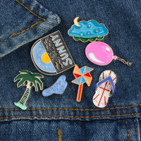 Broche en alliage émaillée à l'huile, motifs Ballon, Corsage, Moulin à vent, Pantoufles, Cocotier, Nuage sombre, épinglette de col, produit phare pour le commerce extérieur