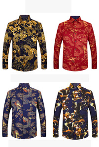 Nuova <span class=keywords><strong>camicia</strong></span> da <span class=keywords><strong>uomo</strong></span> a maniche lunghe in stile cinese con stampa drago Plus <span class=keywords><strong>velluto</strong></span> con risvolto da <span class=keywords><strong>uomo</strong></span> camicie Casual invernali calde e spesse - Product Image 6