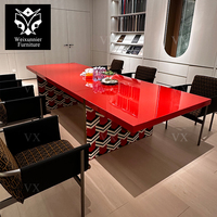 Table à manger laquée haute brillance, design contemporain, longue et rectangulaire, mobilier design, couleur personnalisée, grande table de salle à manger
