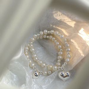 Heart Shape Freshwater Pearl Bracelet S925 Sterling <b>Silver</b> Women's <b>Beaded</b> Jewelry Everyday Wear - Product Image 4