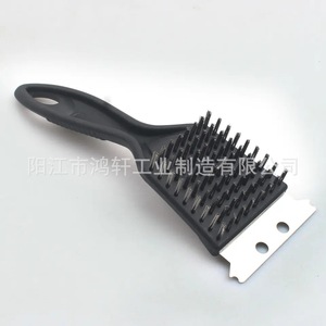 Stainless Steel Grill <b>Brush</b> With Spatula Head Copper <b>Wire</b> Bristles Black PP Handle For BBQ Cleaning Tools - Product Image 4