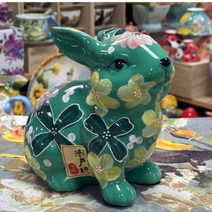 <span class=keywords><strong>Seto</strong></span> Ware Summer Flower Sea-una estatuilla de conejo en un diseño de cerámica creativo y de alta gama hecho a mano - Product Image 4