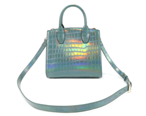 Women PU Leather Texture Handbag Metallic Top Handle Bag Small Shoulder Purse For Daily Party Use - Product Image 3