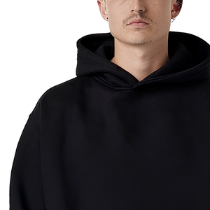 Sweat à capuche oversize à épaules tombantes pour homme, en molleton bouclette uni, avec poche kangourou, style streetwear décontracté - Product Image 5