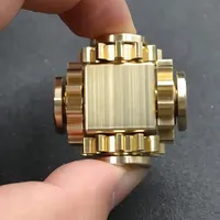 Or unisexe Anti Stress 3 pièces 36*36*21mm métal haute qualité EDC jouet avec étui de transport en laiton Fidget Spinner Cube Real Gear