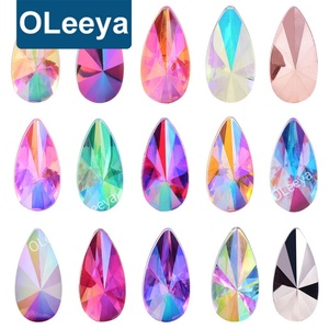 Oleeya – Lot en vrac de strass en acrylique AB en forme de goutte d'eau, 9*18mm, couleurs éclatantes, à dos plat, pour vêtements - Product Image 1