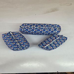 BLOCKPRINT ART Juego de Bolsas de Aseo y Maquillaje Acolchadas 100% Algodón, Plegables, a Prueba de Polvo, Ecológicas, Paquete de 3 - Product Image 2