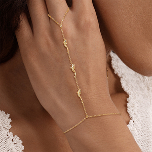 Pulsera de Cadena para Dedo de Plata 925 con Zirconia, Corazón, Mariposa Lisa, Lazo y Pez Koi, de Moda, Regalo para Fiesta de Boda para Mujer - Product Image 1
