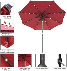 Hermosa sombrilla LED solar de aluminio, sombrilla de mercado, sombrilla comercial para <span class=keywords><strong>patio</strong></span> exterior con luz led para el <span class=keywords><strong>patio</strong></span> - Product Image 4
