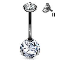 Großhandel Körper Titan Piercing Innengewinde Zinken Set Cz Nabel Ring G23 Piercing Titan Zirkon Bauch Ring