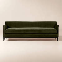 Canapé en velours vert olive de style français, coussins amovibles, structure en bois massif, ensemble de canapés modernes sur mesure