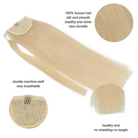 Extensions de cheveux humains de luxe, queue de cheval longue, double épaisseur, qualité supérieure, cheveux Remy européens, blondes, à enrouler