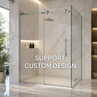 Porte de douche coulissante en verre clair de 8 mm avec cadre en aluminium doré satiné sur mesure, fermeture douce, luxe, salle de bain