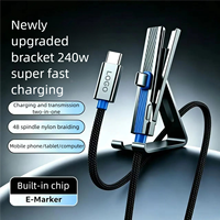 Câble de charge rapide 240W avec support pour téléphone, tablette et PC, en alliage de zinc moulé sur mesure + nylon tressé 48 brins + puce E-Marker