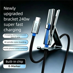 Custom Mold Zinc Alloy+48 Strand Nylon Braided+E-Marker Chip+240W Fast Charging Cable with <b>Stand</b> for Phone Tablet <b>PC</b> Charge - Product Image 6