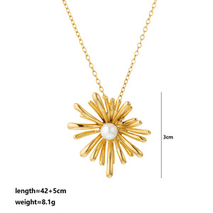 <span class=keywords><strong>Collier</strong></span> délicat en acier inoxydable plaqué or avec certificat CE Haomi pour filles, motif fleurs élégantes, chaîne tendance pour le quotidien - Product Image 5