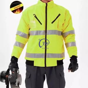 Veste de travail réfléchissante haute visibilité pour homme, personnalisable avec logo, résistante à l'usure, grande taille, multi-poches, imperméable, en polaire - Product Image 2