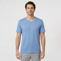 T-shirt col V 100 % laine mérinos pour homme, 16,5 microns, 150 g/m², jersey simple, couche de base extérieure, OEM