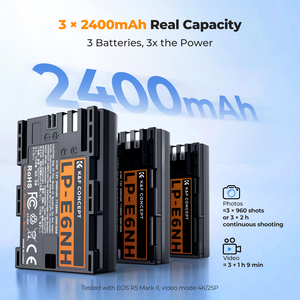 K&F Concept - Juego de 3 Baterías Recargables para Cámara LP-E6NH de 2400 mAh y Cargador Rápido, Compatible con Canon - Product Image 3