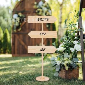 Letrero de madera con forma de flecha, de pie, para bodas, decorativo, de madera maciza, adorno DIY, guía para fiestas, forma rectangular - Product Image 1