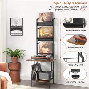 Étagère de présentation de disques vinyles et <span class=keywords><strong>CD</strong></span> extensible et mobile de grande capacité, design moderne rotatif, en fer et bois, meubles écologiques pour la maison - Product Image 3